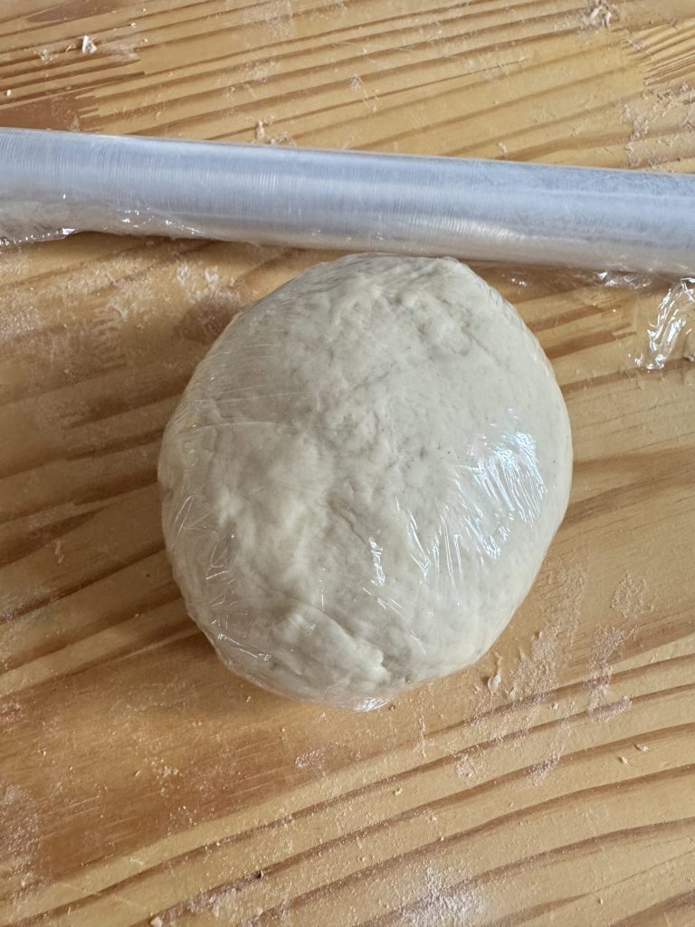 wrap the dough for the homemade pici in film