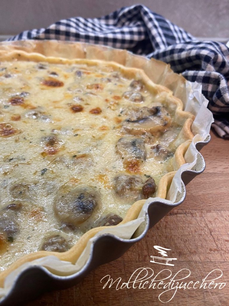 savory pie with mushrooms and sausage