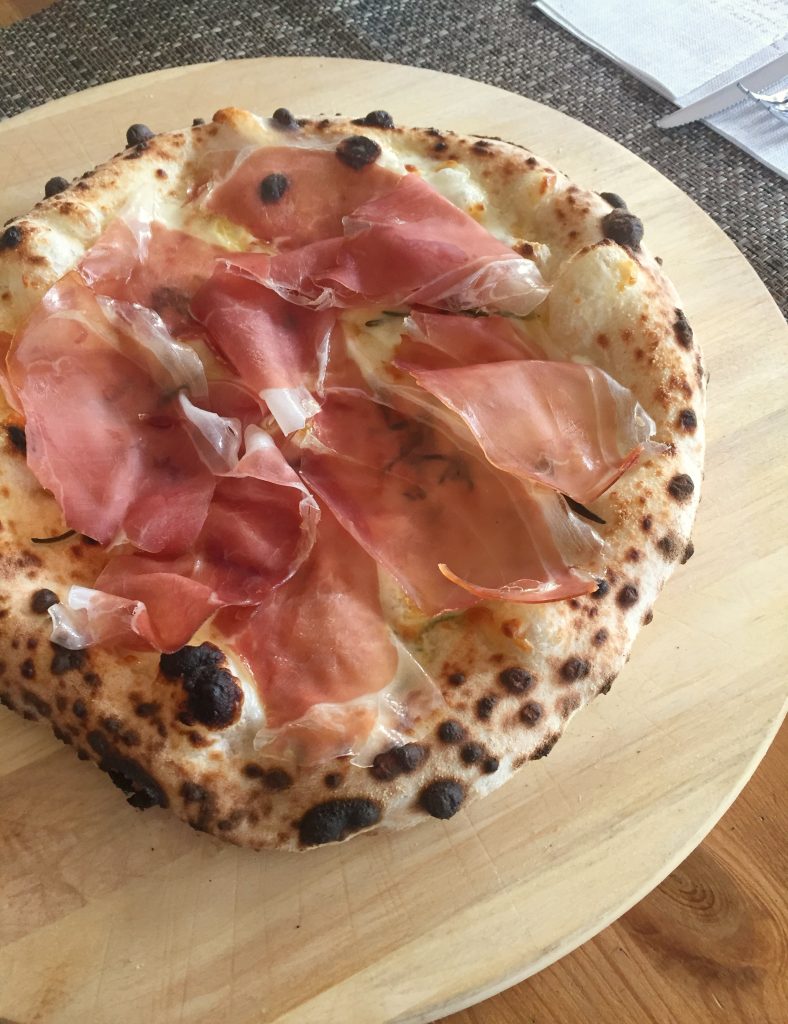 Pizza with Smoked Scamorza Cheese, Modena Ham, and Rosemary