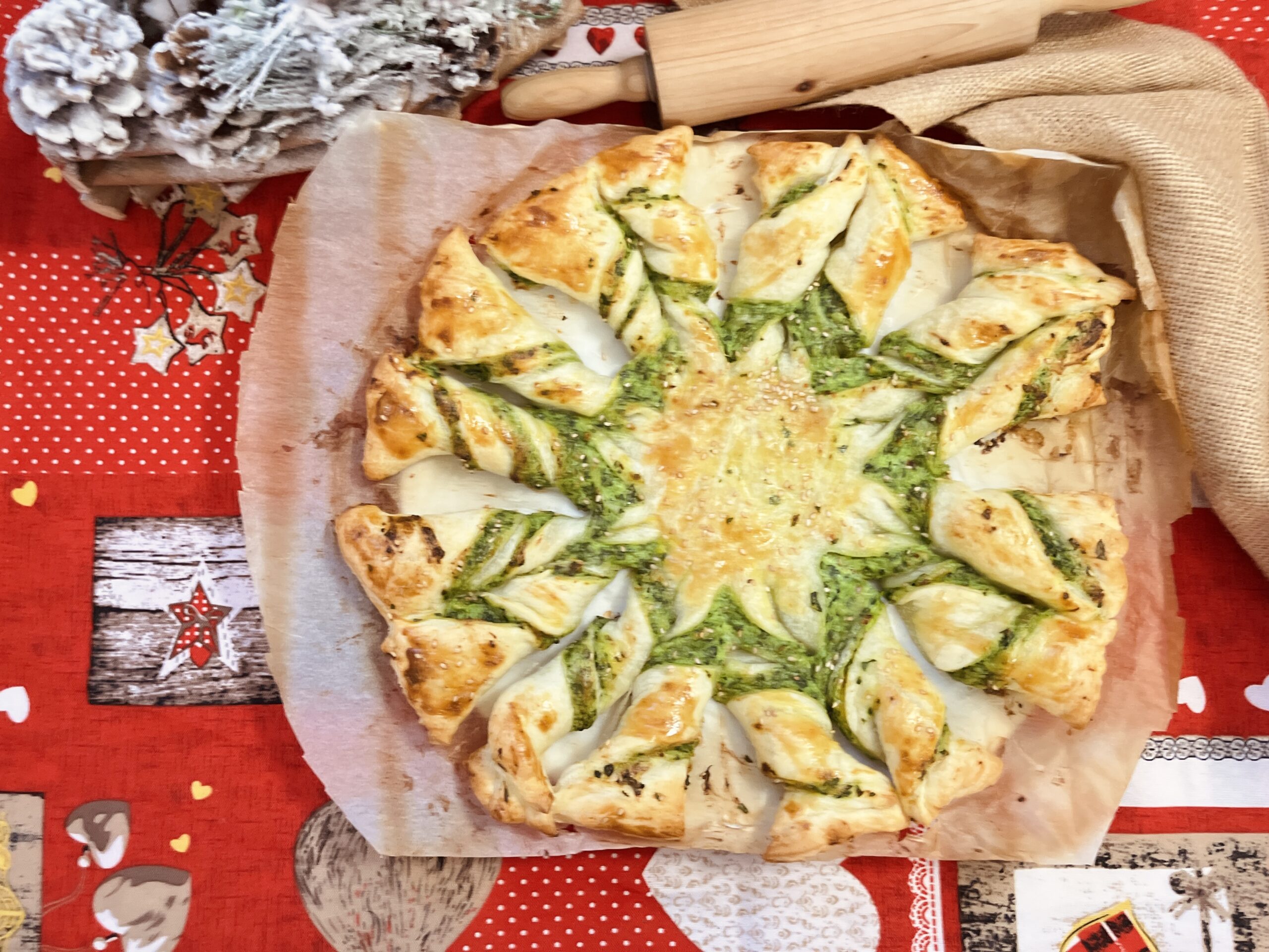 Puff Pastry Snowflake with Ricotta and Spinach