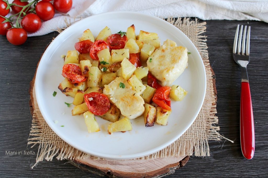 Baked Cod with Potatoes and Cherry Tomatoes