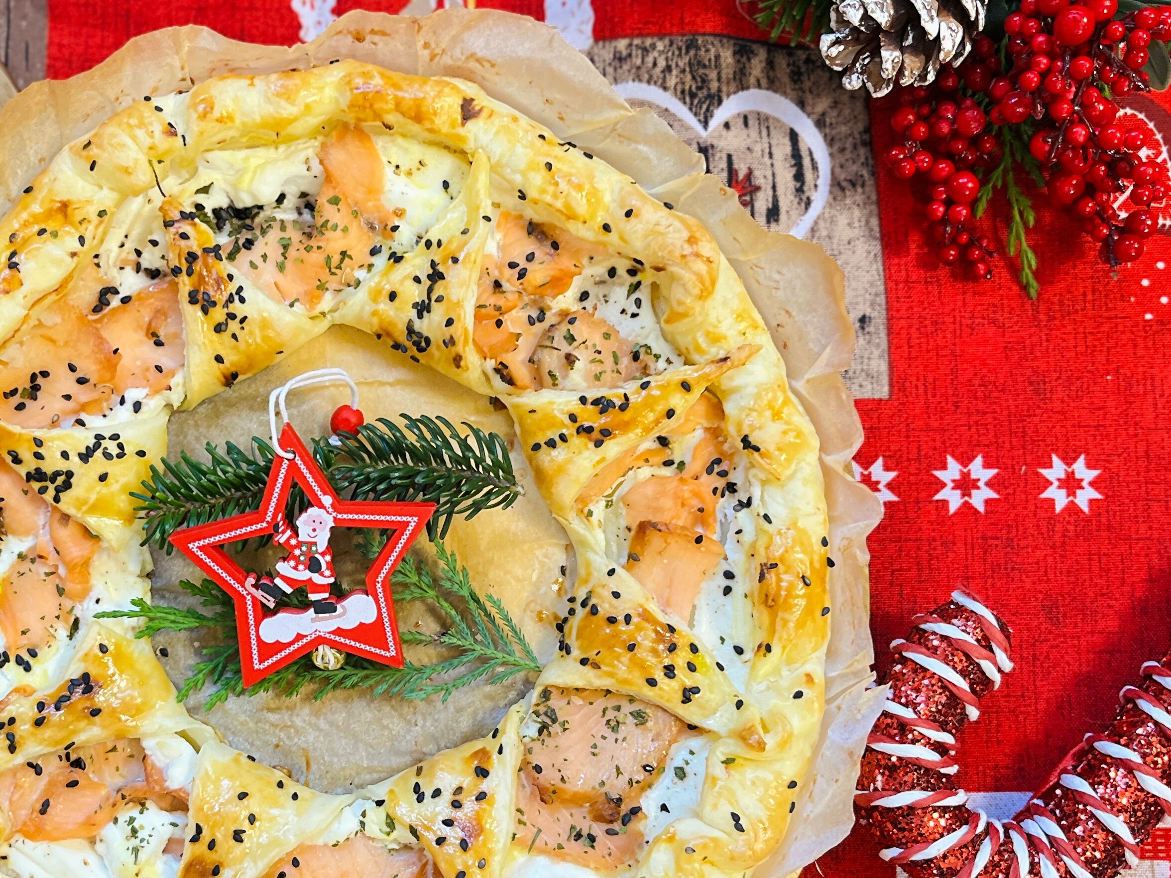 Christmas Ring Cake with Ricotta and Salmon