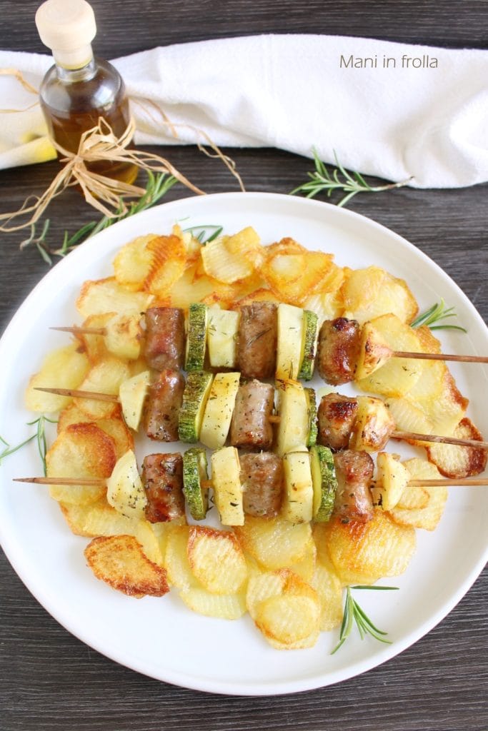 Sausage, Potato, and Zucchini Skewers