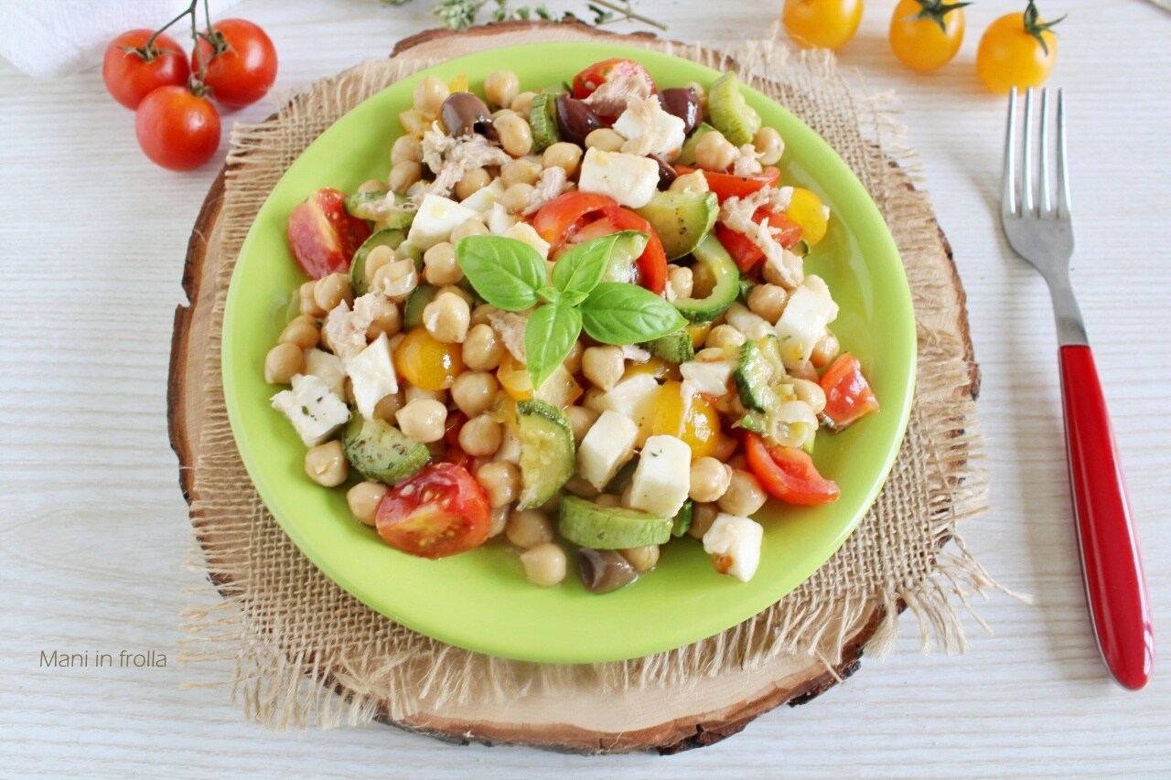 Chickpea, Cherry Tomato, Zucchini, and Feta Salad
