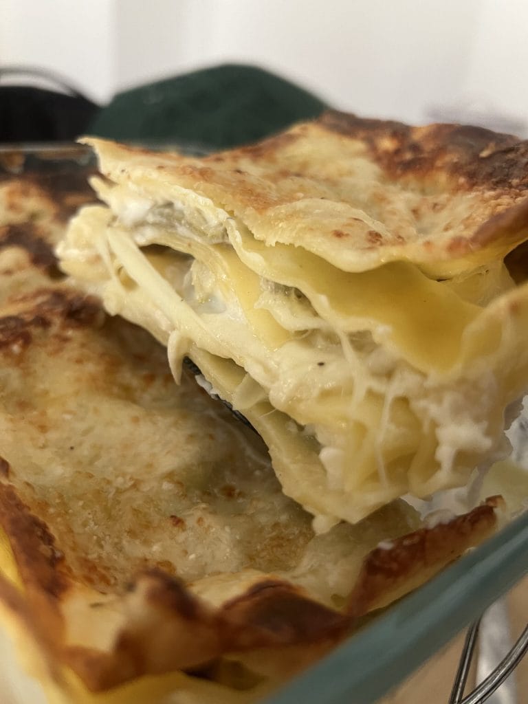 light lasagna with artichokes