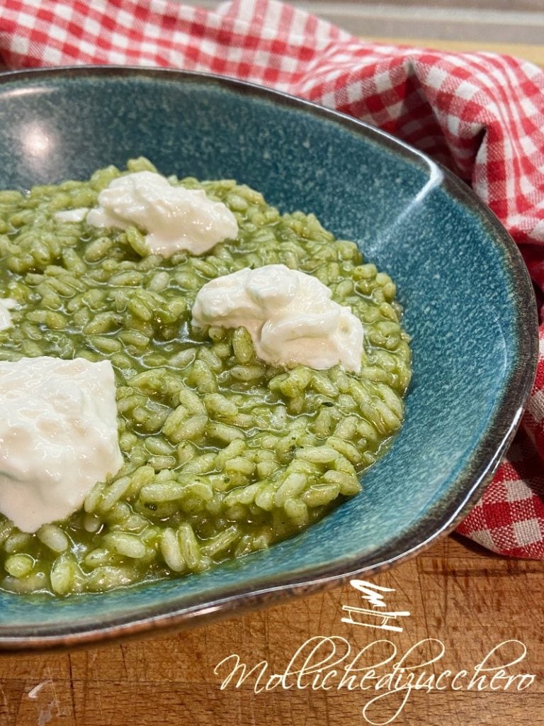 spinach and stracciatella risotto