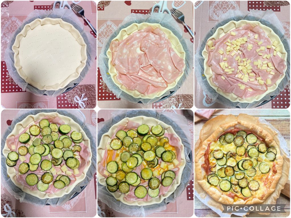savory tart with zucchini and mortadella