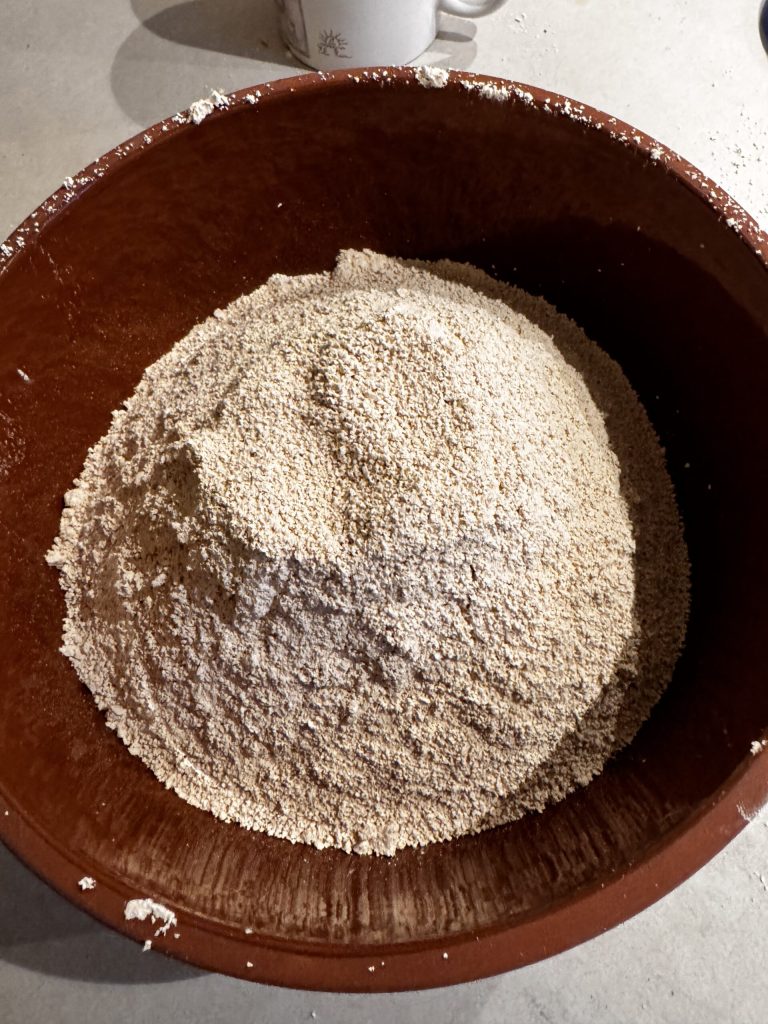 sifted chestnut flour for traditional Tuscan chestnut cake