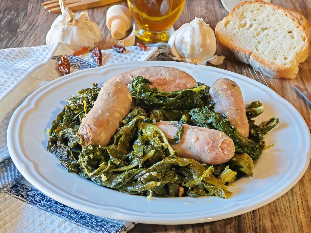 Sausage and Broccoli Rabe in Skillet