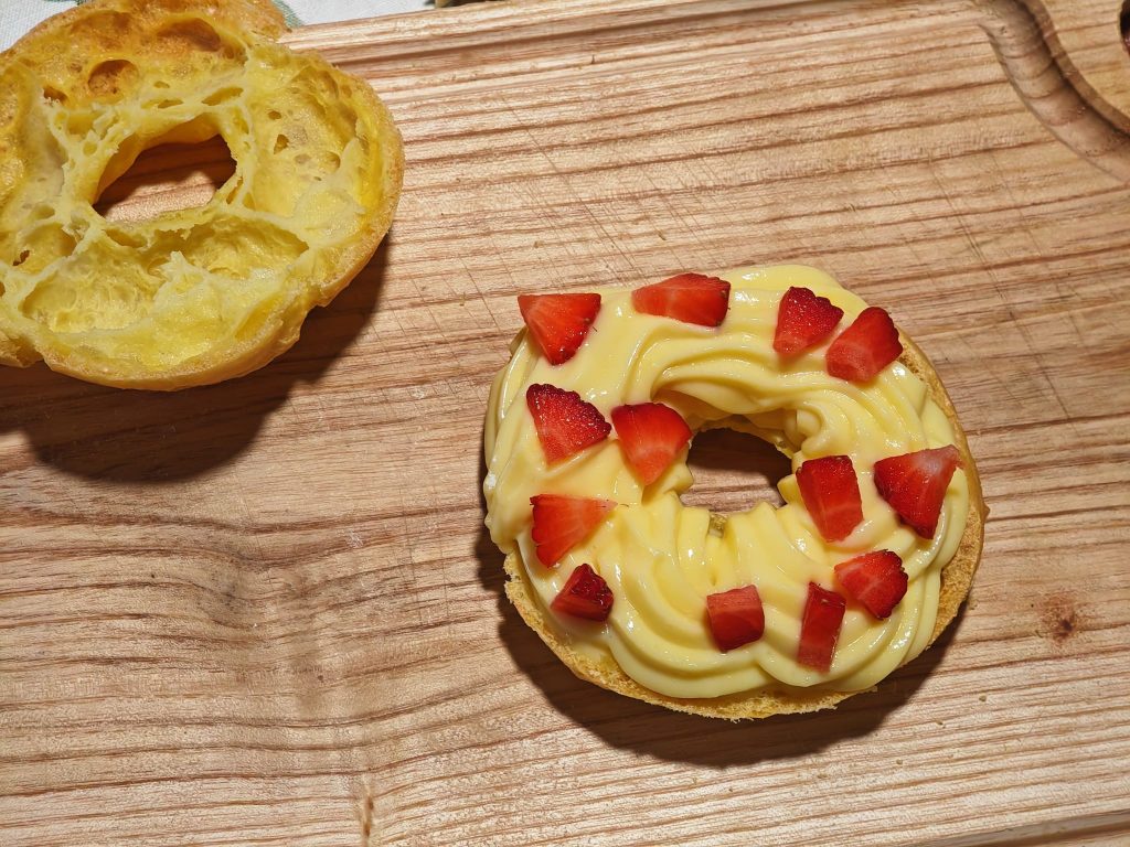 Zeppole with Cream and Strawberries