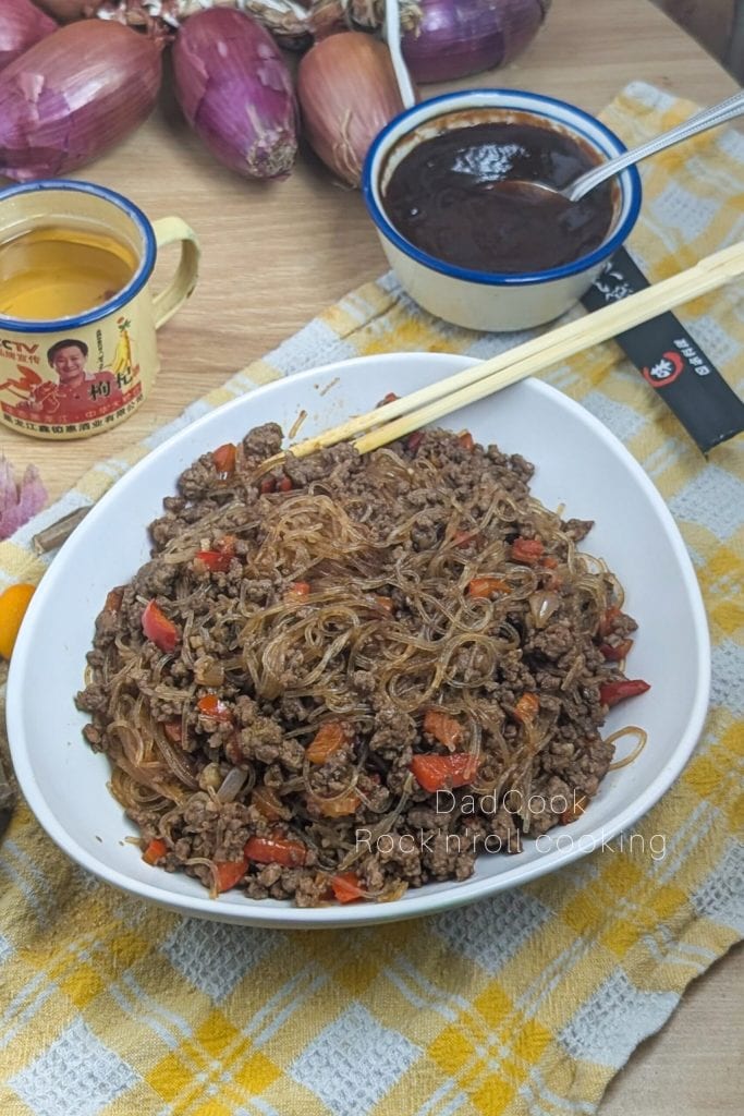 Quick Recipe: Soy Noodles and Ground Meat in Sweet and Sour Sauce