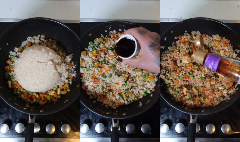 Quick Recipe: Asian Stir-Fried Rice with Seasonal Vegetables, Peas, and Eggs [+VIDEO]