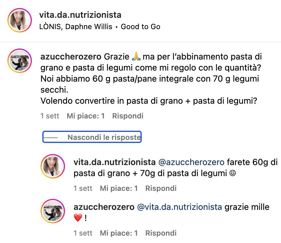 Legume pasta and wheat pasta together quantities