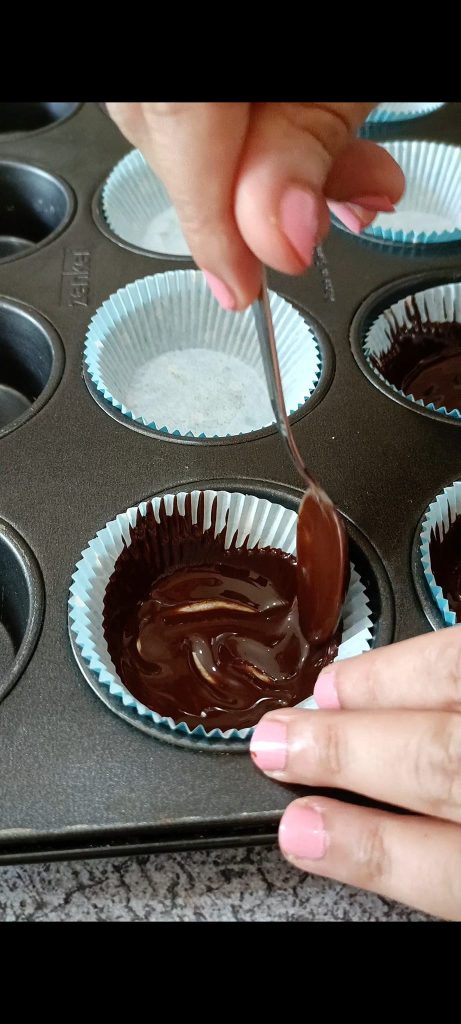Line 8 molds with chocolate