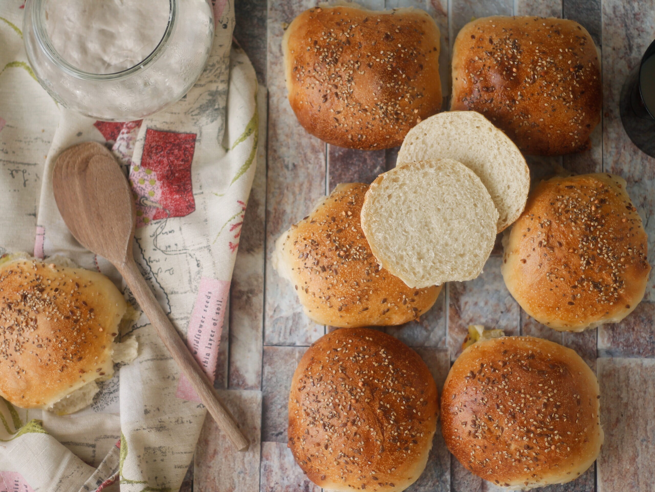 Hamburger Buns with Sourdough