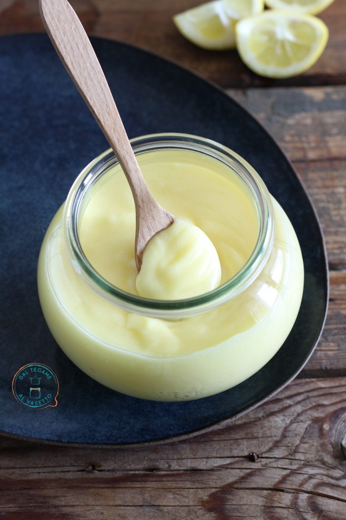 jar of lemon cream cooked in microwave