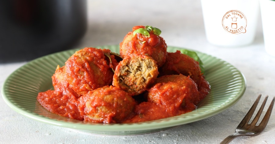 Microwave Lentil Meatballs in Tomato Sauce