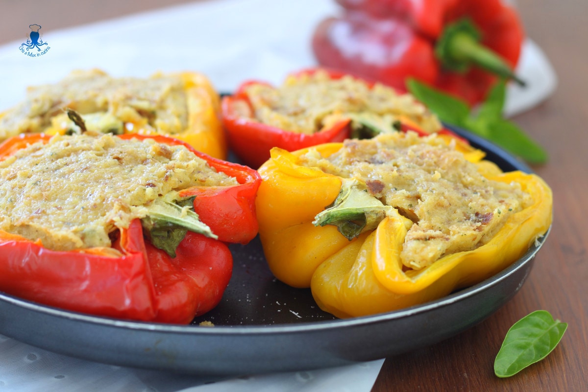 Microwave Stuffed Peppers, Meatless Recipe.