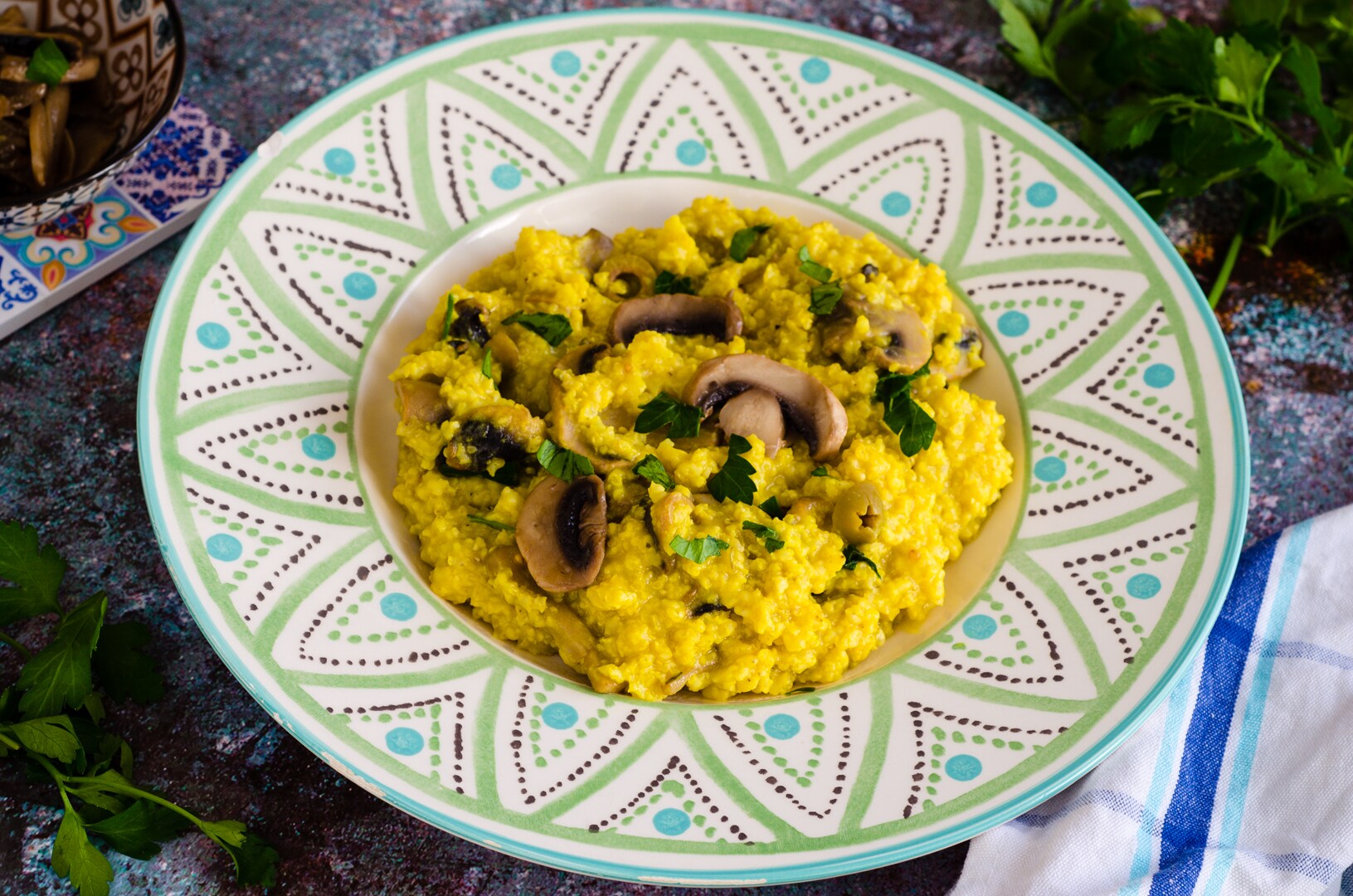Millet with Mushrooms and Turmeric