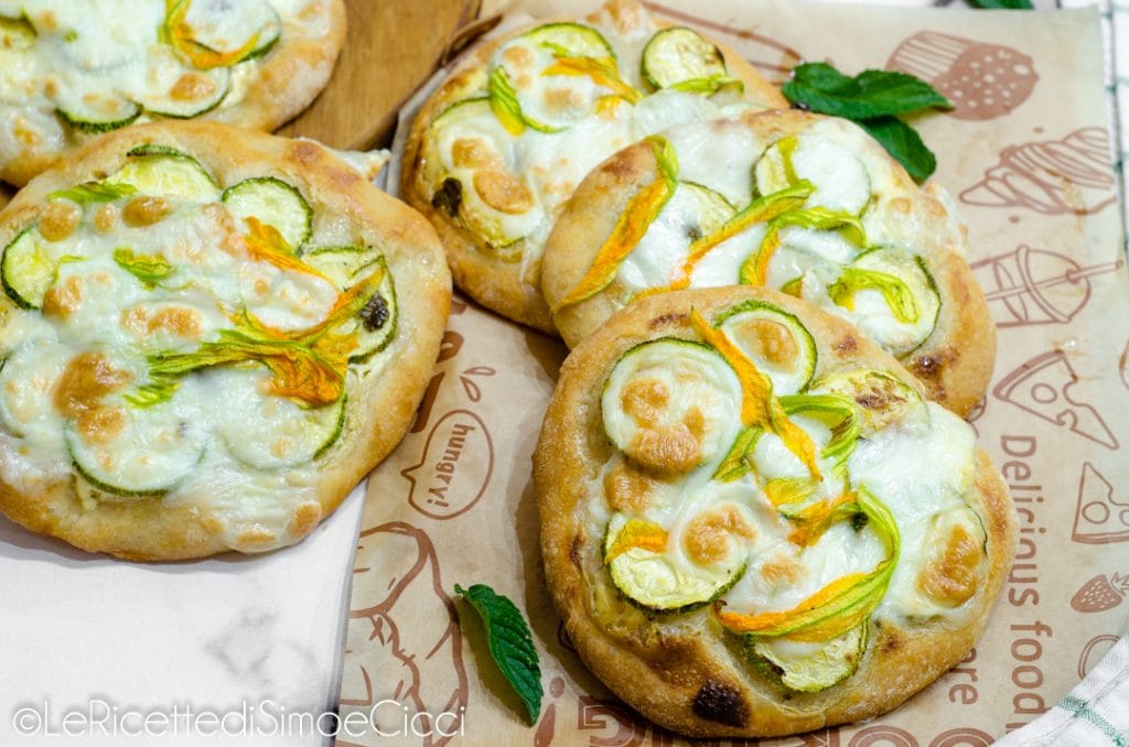 Homemade Mini Pizzas with Zucchini and Squash Blossoms
