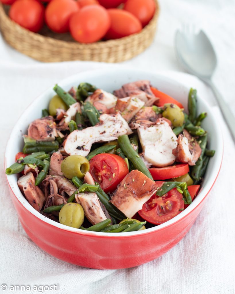 Octopus with Green Beans and Olives, Tasty Appetizer