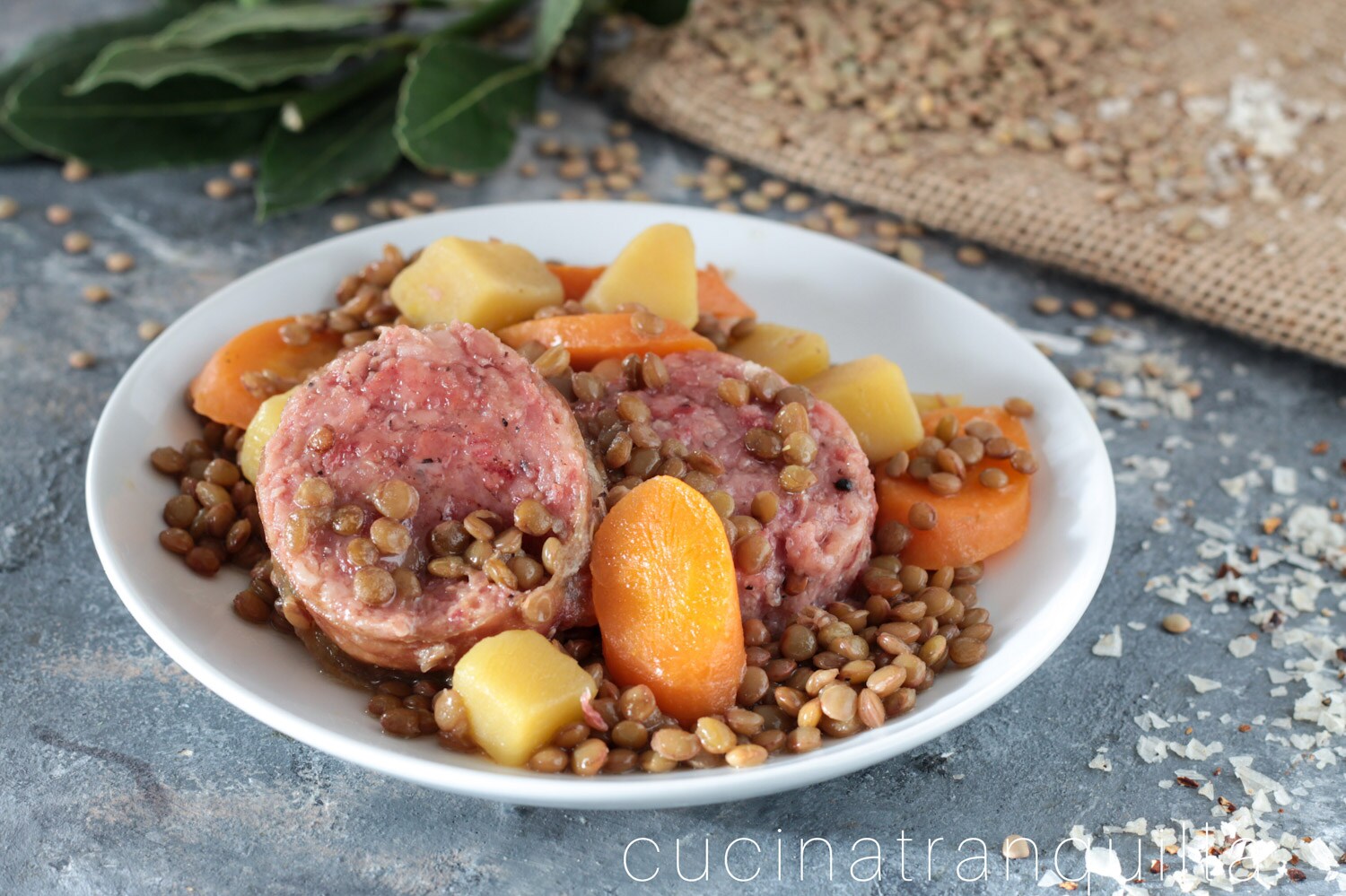 Cotechino with Lentils and Potatoes