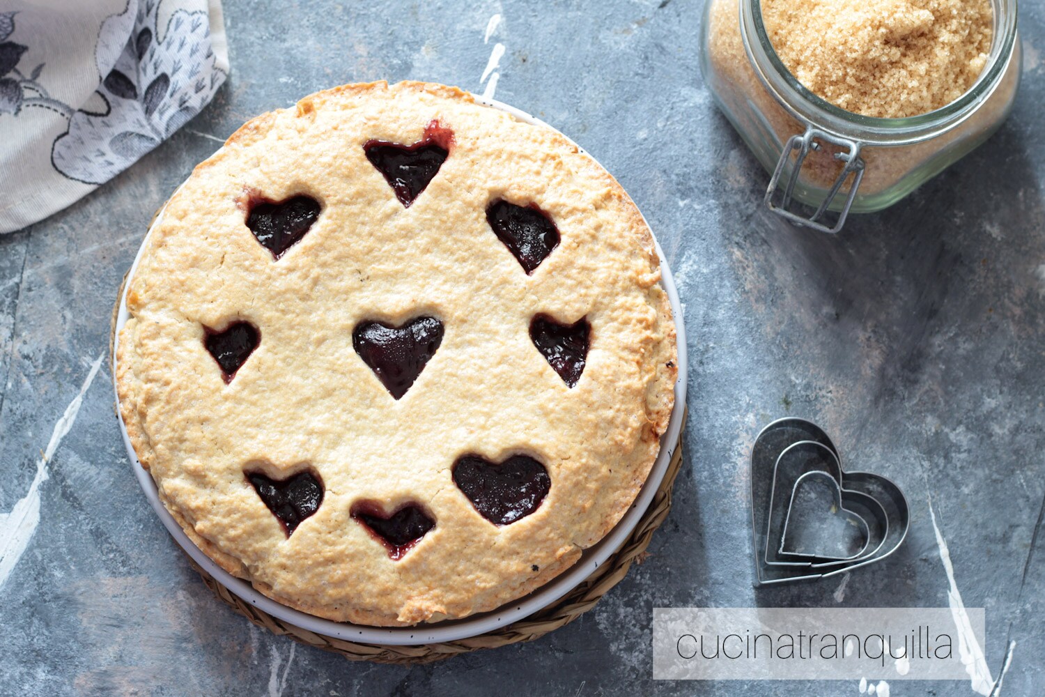 Tart with Whole Cane Sugar and Sour Cherry Jam