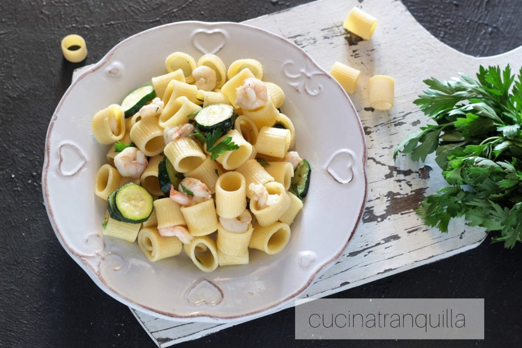 Half Sleeves with Shrimp and Zucchini
