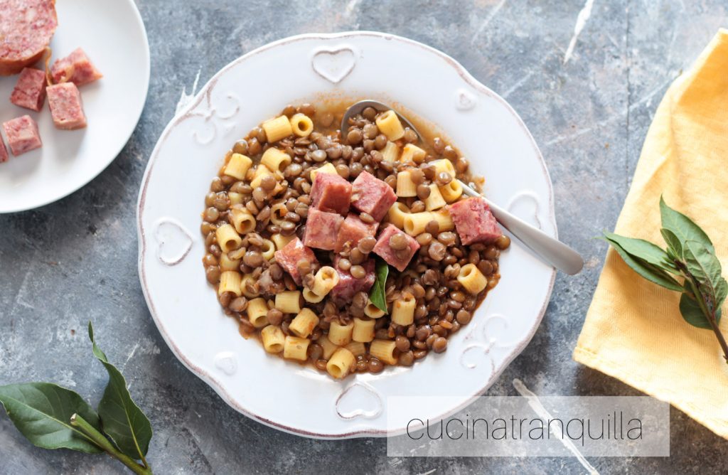 Ridged Tubetti with Cotechino and Lentils