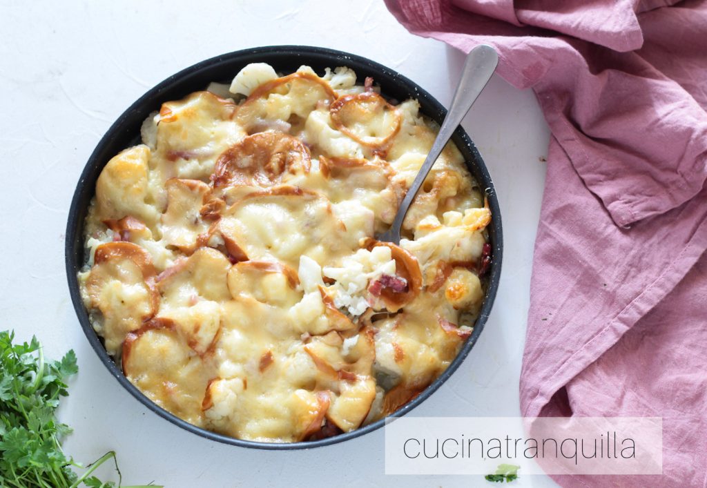 Baked Cauliflower with Smoked Scamorza and Speck
