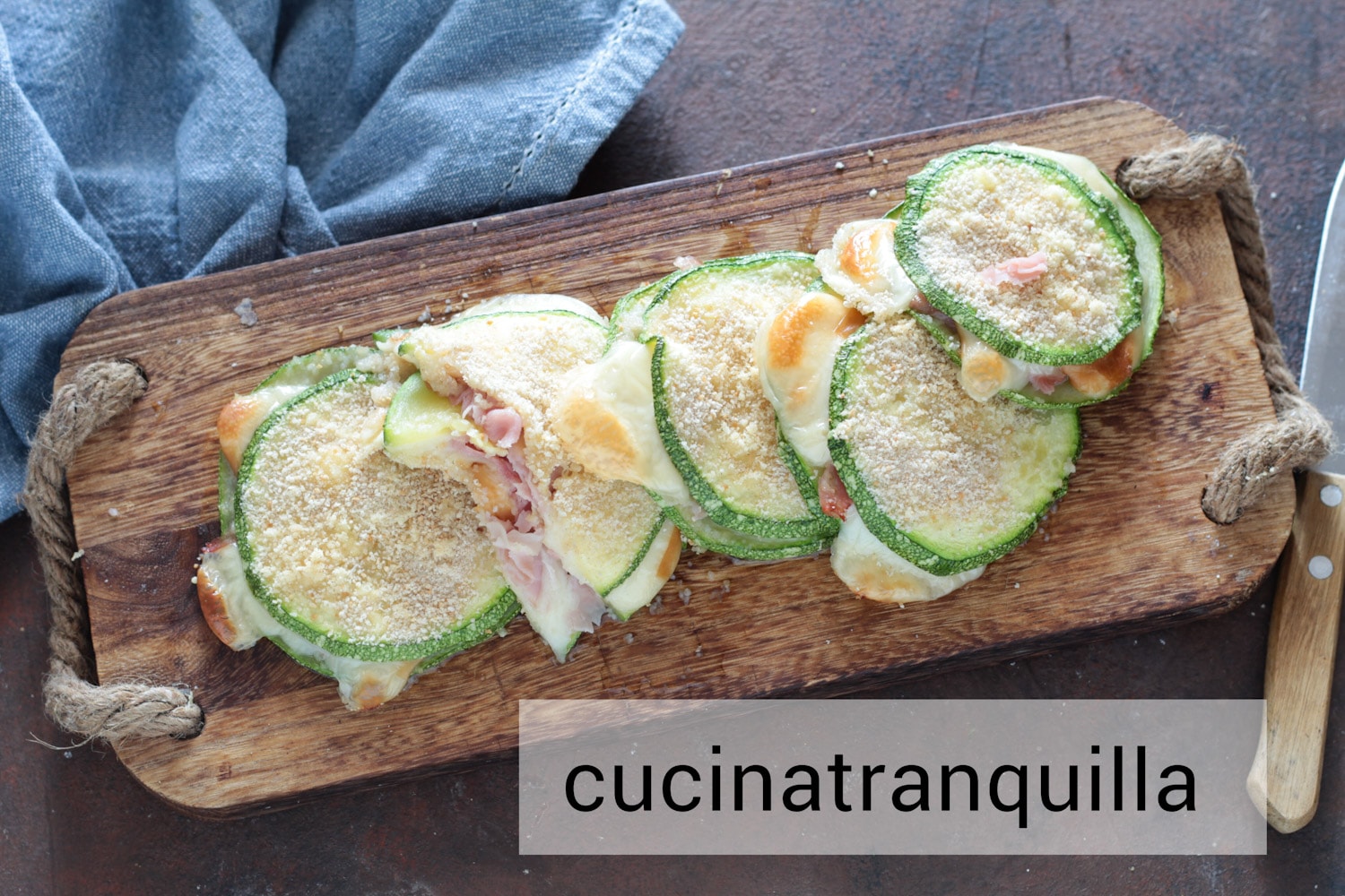 Stuffed Round Zucchini with Ham and Smoked Scamorza