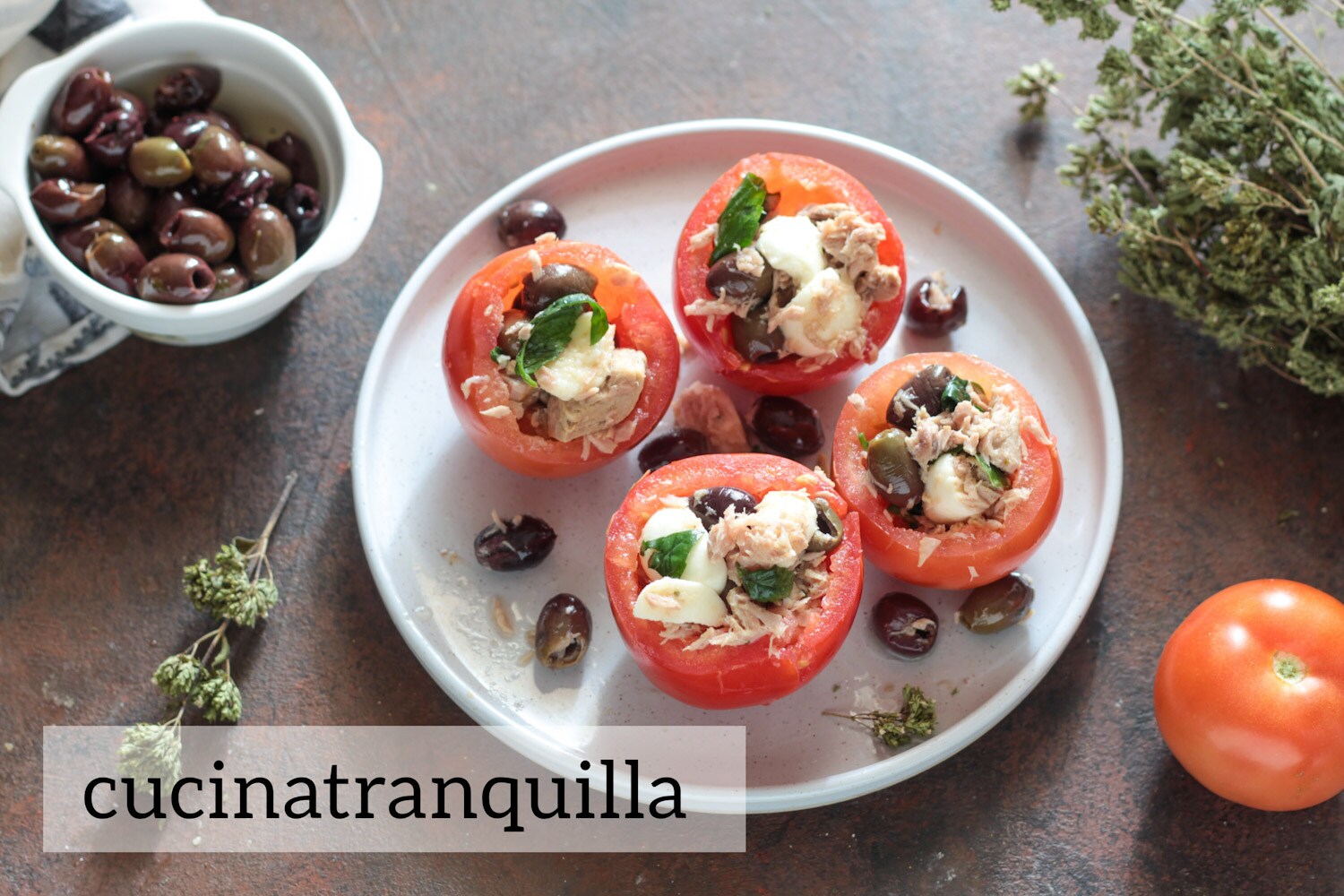 Tuna Stuffed Tomatoes with Leccino Olives
