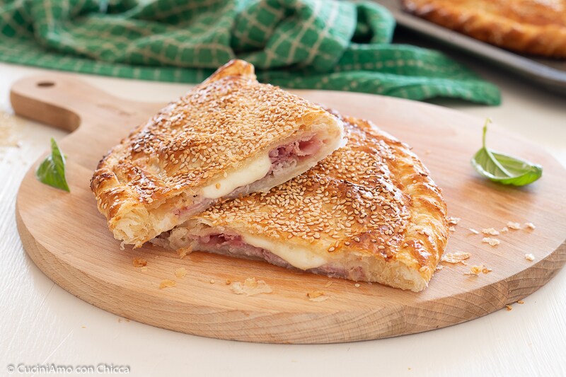 PUFF PASTRY calzones with ham and cheese