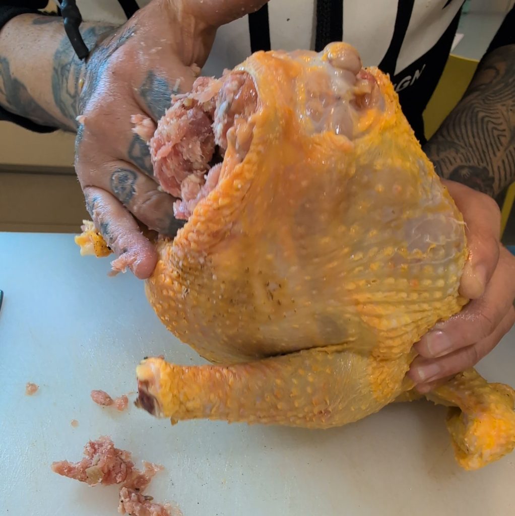 Roast Guinea Fowl Stuffed with Chestnuts