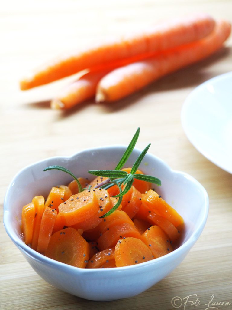 Pan-Fried Carrots on a white plate