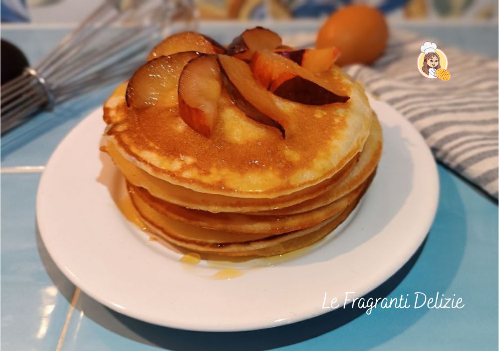 Fluffy Pancakes with Plums and Honey