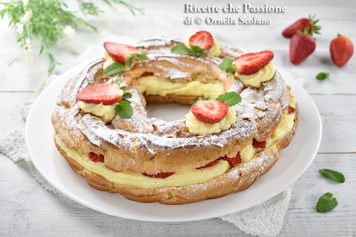 Paris Brest with Cream and Strawberries