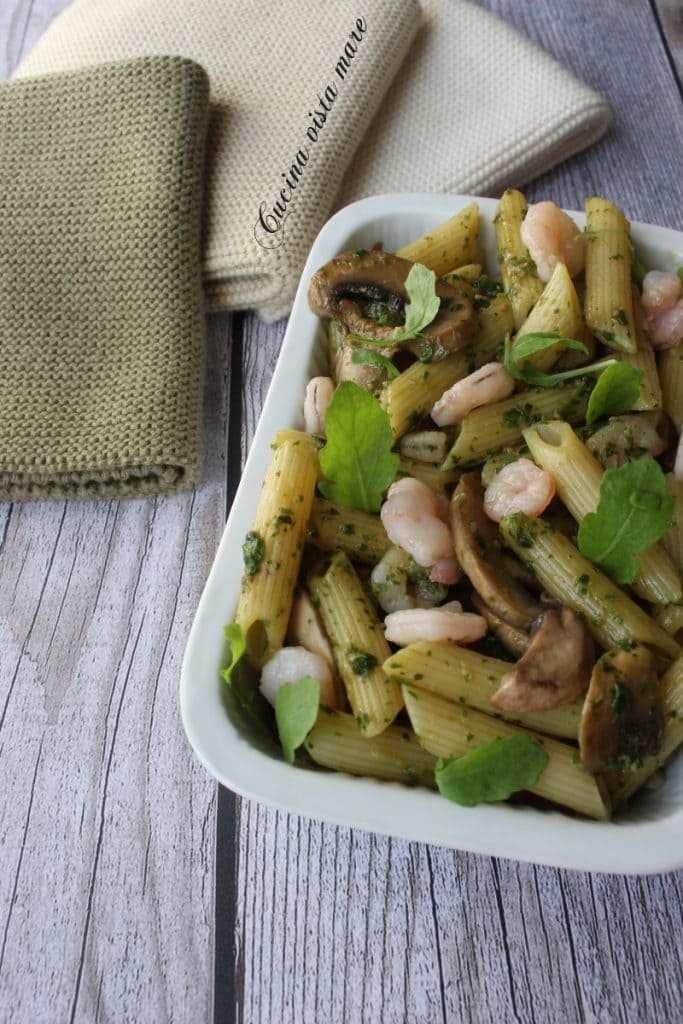 Penne with Mushrooms and Shrimp Sea View Kitchen