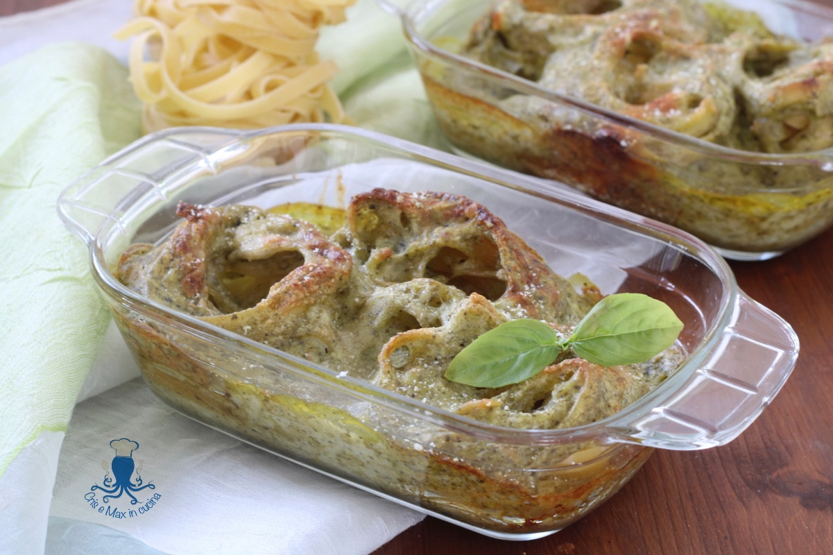 Pesto Tagliatelle Nests, Baked Recipe