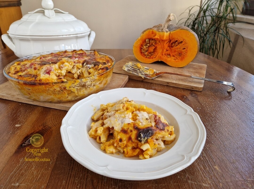 Baked Pasta with Pumpkin and Bacon