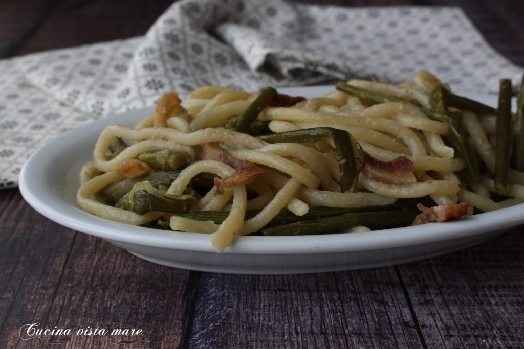 Pici with Guanciale and Aglione Stems Sea View Cooking
