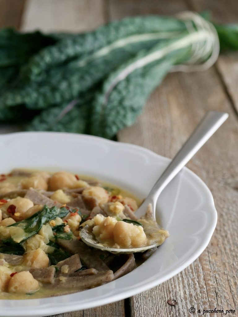 Pizzoccheri in Chickpea and Kale Soup