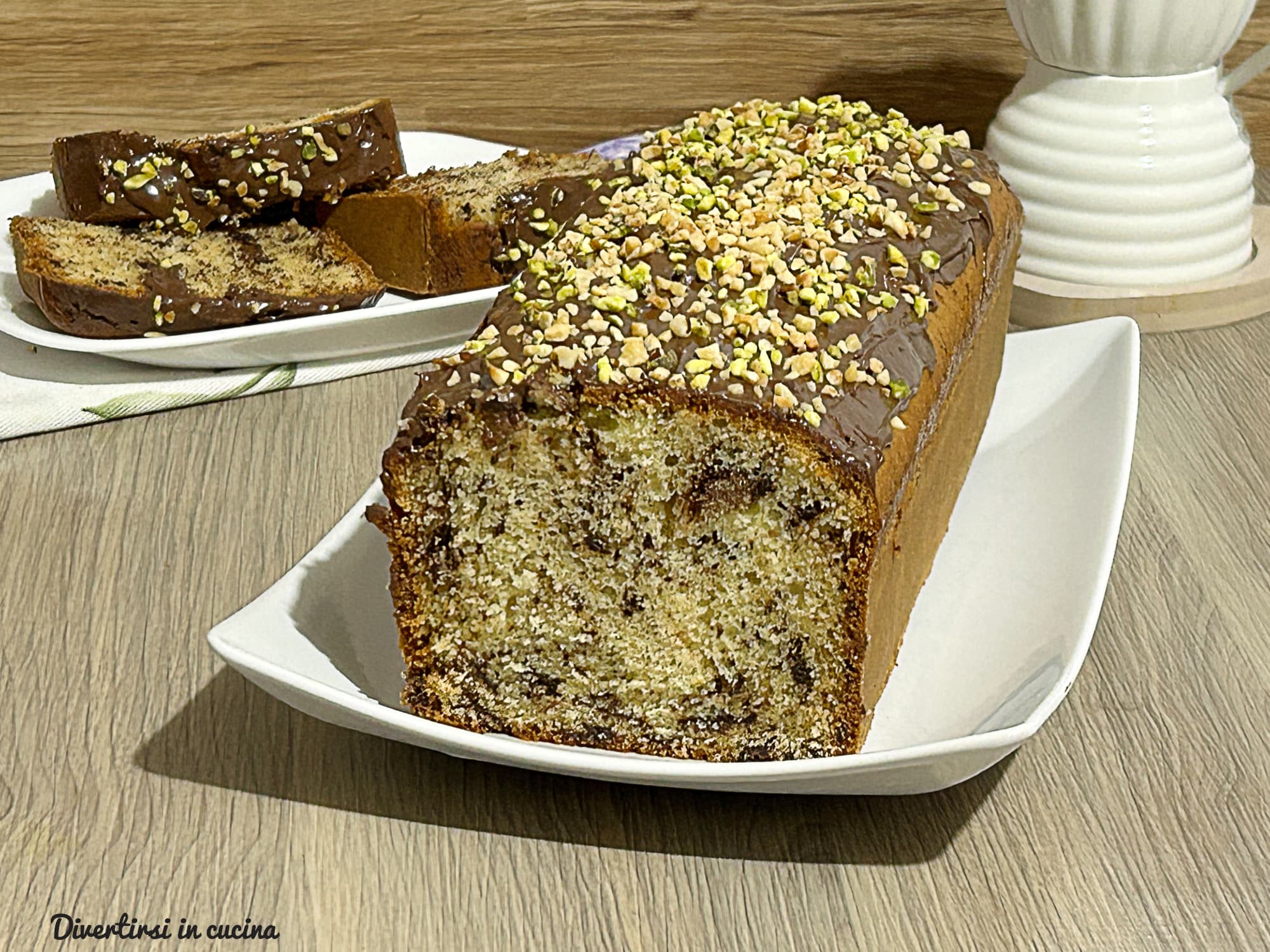 Plum Cake with Chocolate Chips and Pistachios