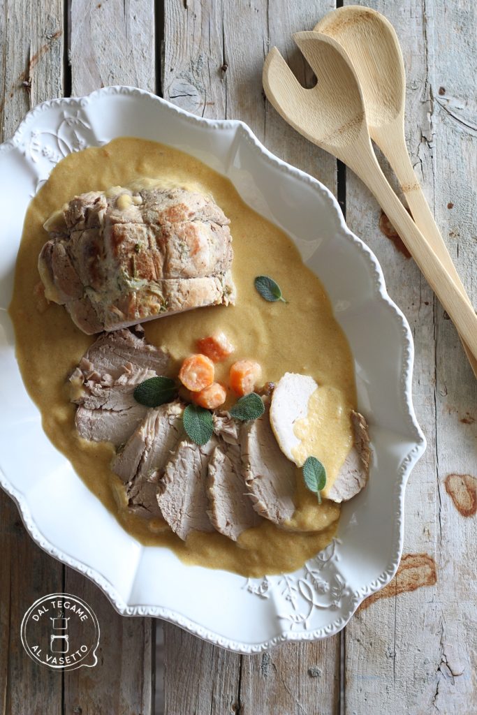 pork loin roast with milk and carrots cooked in an instant pot or multi-function pot with slow cooker function