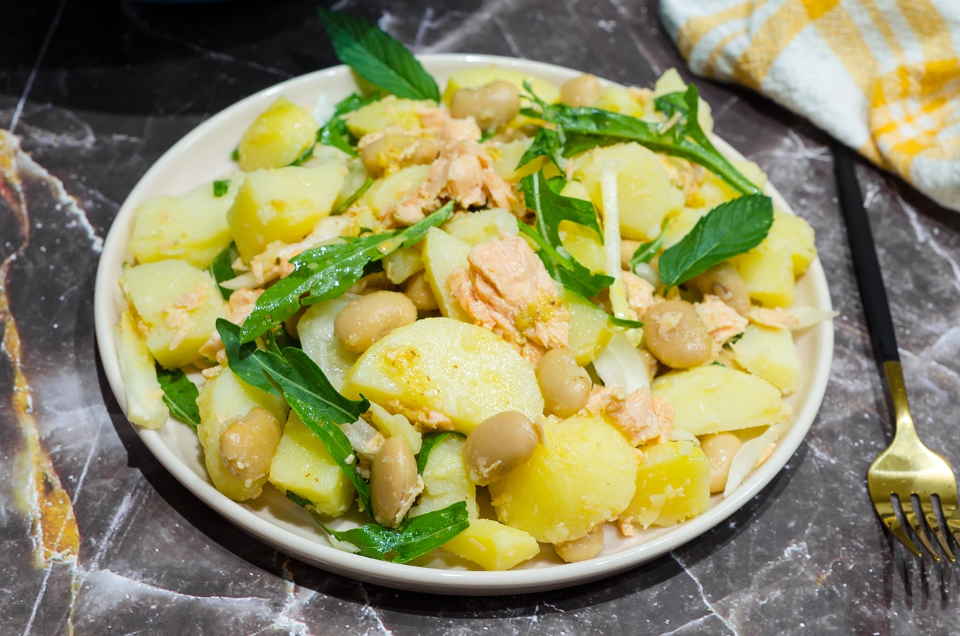 Potato, Salmon, and Arugula Salad