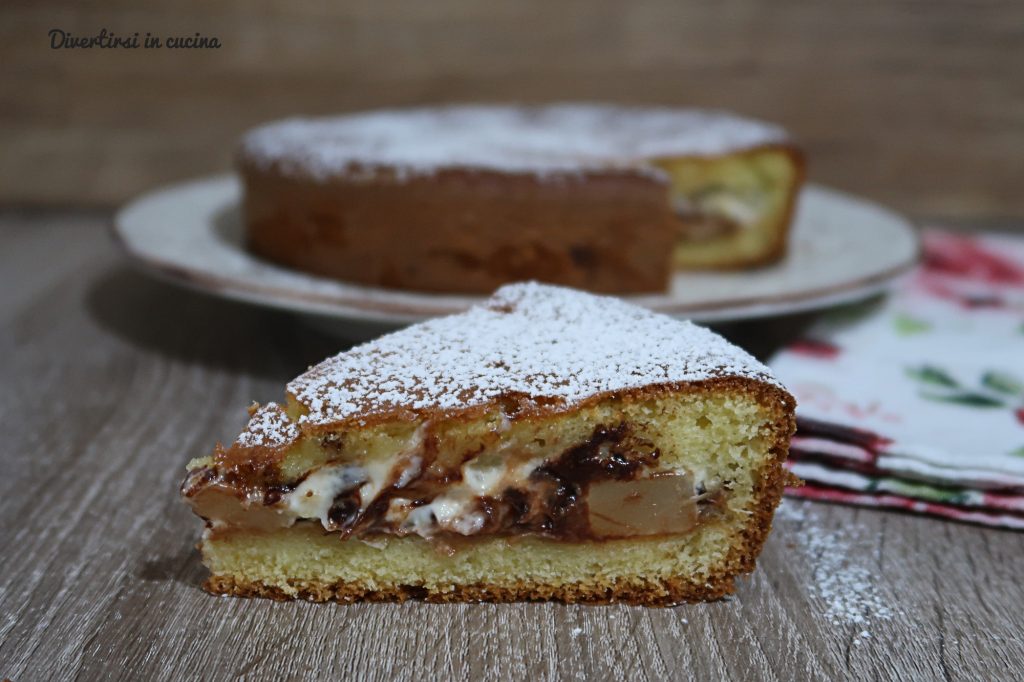 Poured pear and chocolate cake