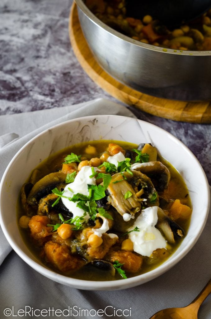 Pumpkin, Mushroom, and Chickpea Soup
