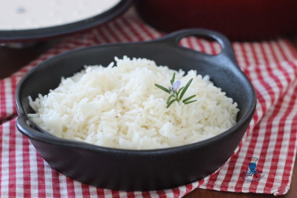 Rice cooked in a cast iron cocotte