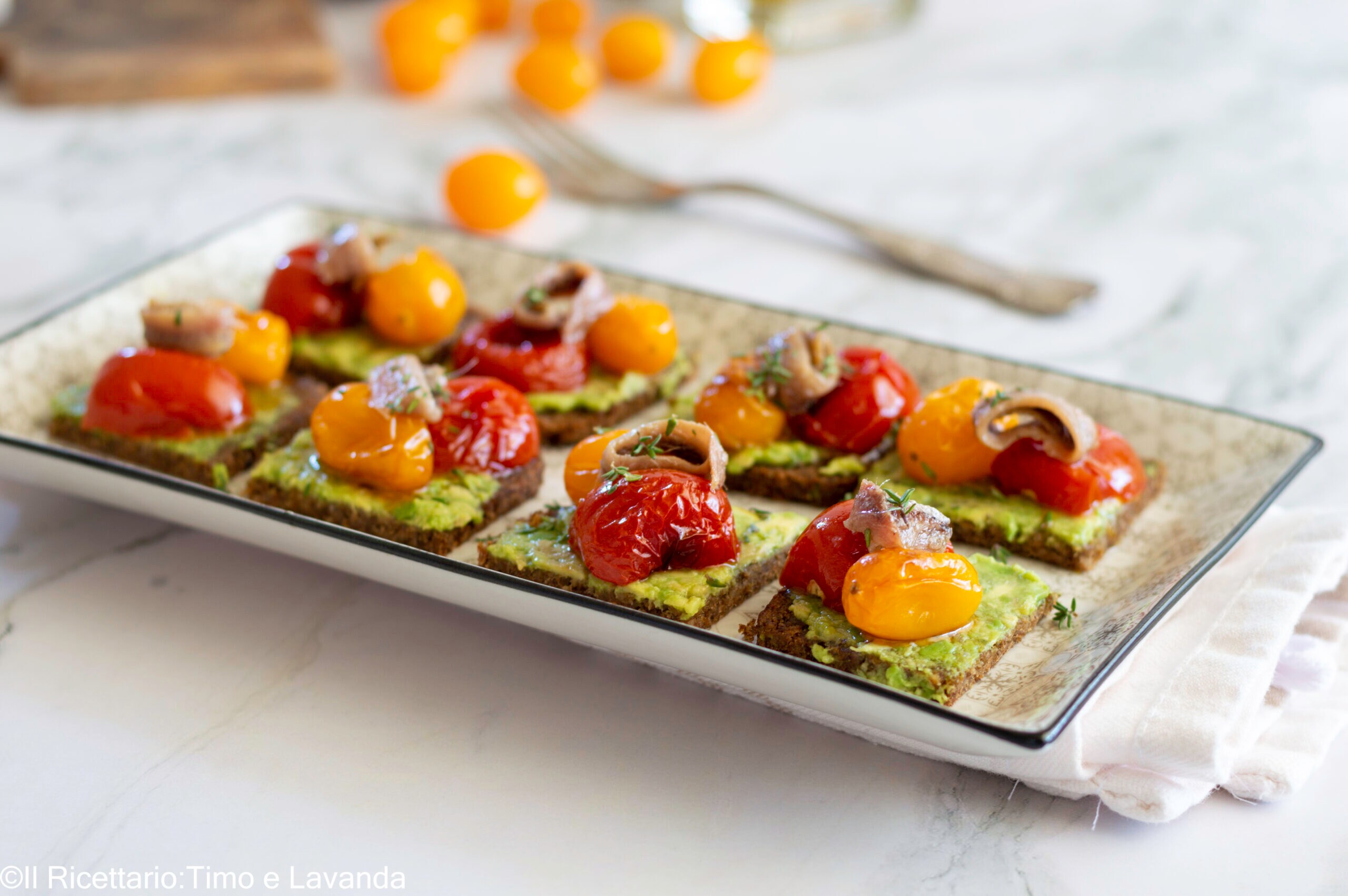 Rye Bruschettas with Confit Cherry Tomatoes