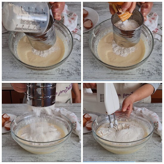 Combine flour and baking powder by sifting them